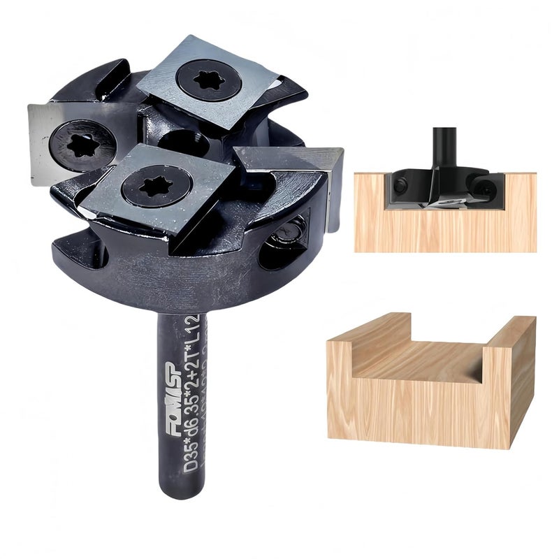 FomaSP CNC Spoilboard Surfacing Router Bit,1/4"(6.35mm) Shank,1-3/8"(35mm) Cutting Diameter,Slab Flattening Router Bit,Replaceable Carbide Inserts Wood Planer Bit with 2+2 Wings for Woodworking. - Image 4